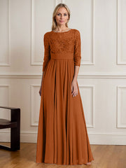 A-Line Scoop Floor-Length Sequins Chiffon Mother of the Bride Dress