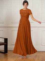 A-Line Boat-Neck Floor-Length Sequins Chiffon Mother of the Bride Dress