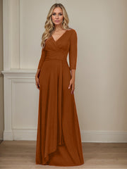 A-Line V-Neck Floor-Length Chiffon Mother of the Bride Dress
