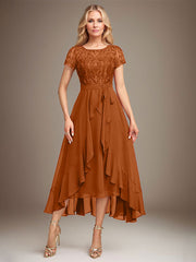 Asymmetrical Sequin Mother of Bride Dress with Appliques