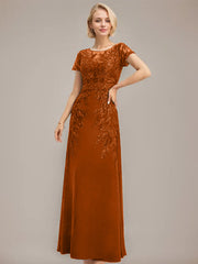 Sheath/Column Scoop Illusion Floor-Length Lace Chiffon Mother of the Bride Dress With Sequins
