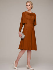 A-line/Princess Sleeveless Knee-Length Chiffon Mother of the Bride Dress With Jacket Appliqued Beading