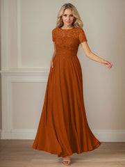 A-Line Boat-neck Sequins Chiffon Mother of the Bride Dress