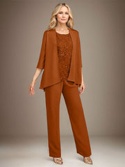 Stormy 3 Piece Long Mother of the Bride Pant Suits with Appliques