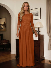 A-Line Scoop Floor-Length Chiffon Mother of the Bride Dress