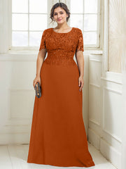 A-line Scoop Floor-Length Lace Chiffon Mother of the Bride Dress With Sequins
