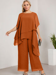 Separates Jumpsuit/Pantsuit Scoop Ankle-Length Chiffon Mother of the Bride Dress