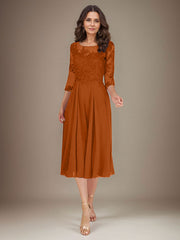 Plum A-Line Scoop Lace Chiffon Mother of the Bride Dress