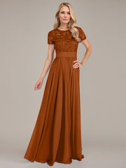 A-Line Scoop Floor-Length Chiffon Mother of the Bride Dress