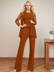 Jumpsuit/Pantsuit Scoop Neck Elastic Satin Mother Of The Bride Dresses