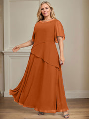 A-line Scoop Ankle-Length Chiffon Mother of the Bride Dress With Beading