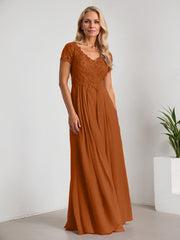 A-Line V-Neck Floor-Length Chiffon Mother of the Bride Dress