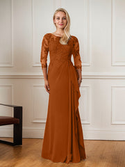 A-Line Floor-Length Scoop Chiffon Mother of Bride Dress