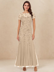 A-Line Scoop Illusion Floor-Length Tulle Mother of the Bride Dress