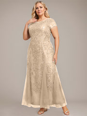 Trumpet/Mermaid Scoop Ankle-Length Lace Tulle Mother of the Bride Dress With Sequins Beading