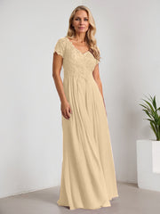 A-Line V-Neck Floor-Length Chiffon Mother of the Bride Dress