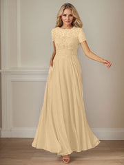 A-Line Boat-neck Sequins Chiffon Mother of the Bride Dress