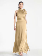 A-line Scoop Full-Length Chiffon Evening Dress
