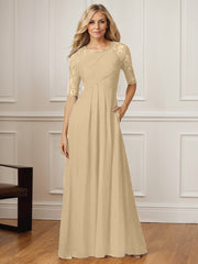 A-Line Square Neck Floor-Length Chiffon Mother of the Bride Dress