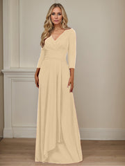A-Line V-Neck Floor-Length Chiffon Mother of the Bride Dress