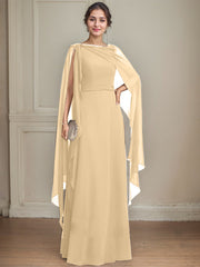 A-line Scoop Floor-Length Chiffon Mother of the Bride Dress With Bow Pleated