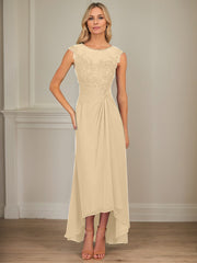A-Line Scoop Asymmetrical Chiffon Mother of the Bride Dress
