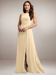 A-Line Scoop Floor-Length Sequins Chiffon Mother of the Bride Dress