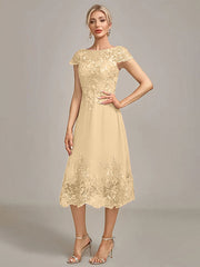 Dusty Rose A-Line Tea-Length Mother of the Bride Dress With Sequins