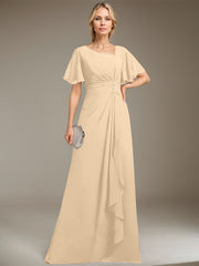 A-line Asymmetrical Floor-Length Chiffon Mother of the Bride Dress With Pleated Beading Sequins