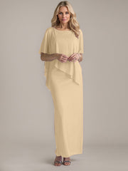 Sheath Scoop Floor-Length Beaded Mother of the Bride Dress