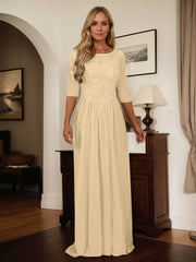 A-Line Scoop Floor-Length Chiffon Mother of the Bride Dress