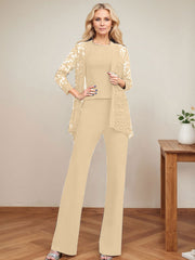 Jumpsuit/Pantsuit Scoop Neck Elastic Satin Mother Of The Bride Dresses