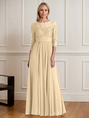 A-Line Scoop Floor-Length Sequins Chiffon Mother of the Bride Dress