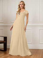 A-Line V-Neck Floor-Length Chiffon Mother of the Bride Dress