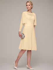 A-line/Princess Sleeveless Knee-Length Chiffon Mother of the Bride Dress With Jacket Appliqued Beading