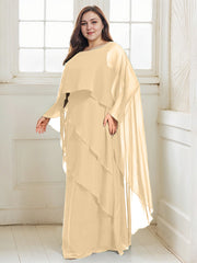 A-line Scoop Floor-Length Chiffon Mother of the Bride Dress