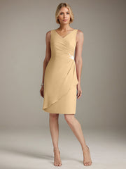 Sheath V-Neck Knee-Length Chiffon Mother of the Bride Dress
