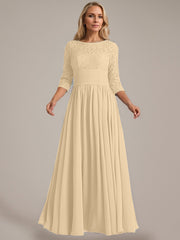 A-Line Scoop Floor-Length Chiffon Mother of the Bride Dress