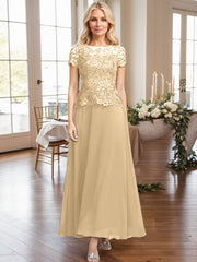 A-Line Illusion Neck Ankle-Length Chiffon Mother Of The Bride Dresses With Lace