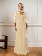 A-Line Floor-Length Scoop Chiffon Mother of Bride Dress