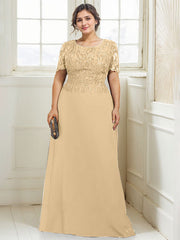 A-line Scoop Floor-Length Lace Chiffon Mother of the Bride Dress With Sequins
