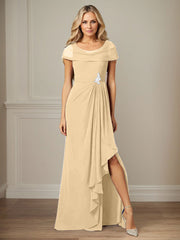 Dark Navy A-Line Side Slit Chiffon Dress Mother of the Bride Dress