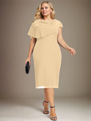 Sheath/Column Scoop Knee-Length Chiffon Mother of the Bride Dress With Beading
