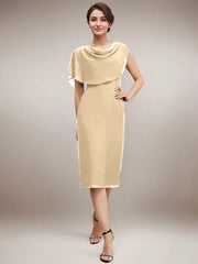 Sheath/Column Scoop Knee-Length Chiffon Mother of the Bride Dress With Beading