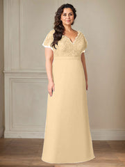 A-Line V-Neck Lace Chiffon Mother of the Bride Dress