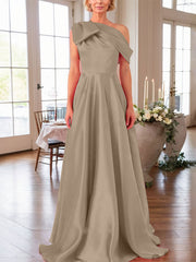 A-Line One-Shoulder Sleeveless Satin Mother Of The Bride Dresses With Bow