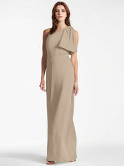 A-Line Asymmetrical Full-Length Satin Evening Dress