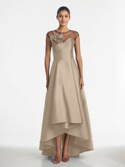 Sheath/Column V-Neck Full-Length Satin Evening Dress