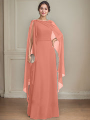 A-line Scoop Floor-Length Chiffon Mother of the Bride Dress With Bow Pleated