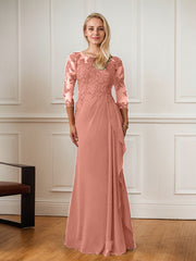 A-Line Floor-Length Scoop Chiffon Mother of Bride Dress